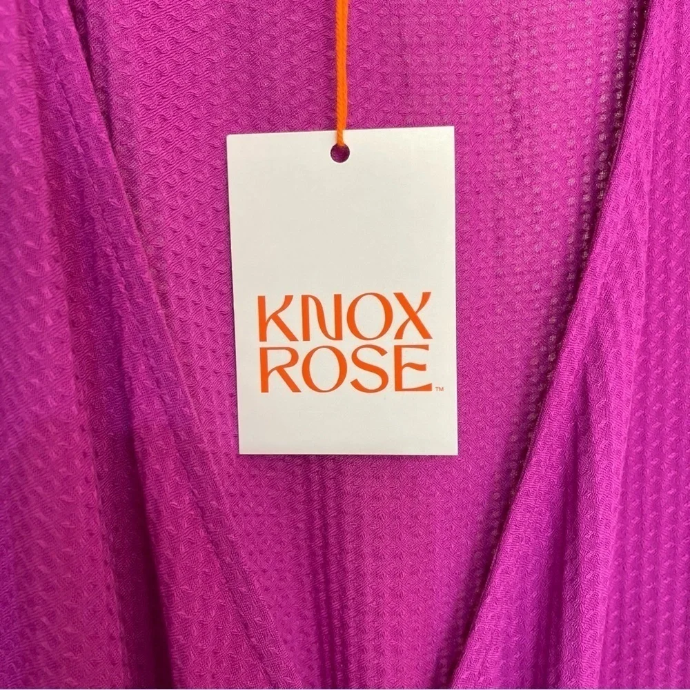 KNOX Rose Raspberry Verbena Long Sleeve Wrap Dress 3X True Wrap Midi Length